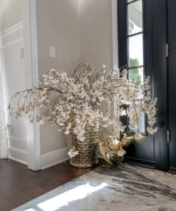 Inspire Me! Home Decor Floral Stems 58" White Cascading Cherry Blossom Stem