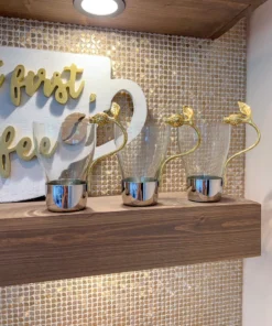 Inspire Me! Home Decor Glass Mug With Gold Pomegranate Handle And Silver Metal Base