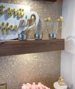 Inspire Me! Home Decor Glass Mug With Gold Pomegranate Handle And Silver Metal Base