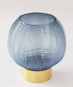 Inspire Me! Home Decor Blue Textured Round Vase With Gold Base
