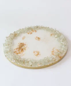 Inspire Me! Home Decor Round White Resin Tray/Trivet