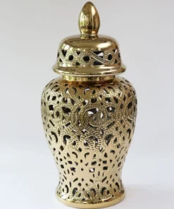 Inspire Me! Home Decor Ginger Jars Gold Beaded Ginger Jar (2 Sizes)