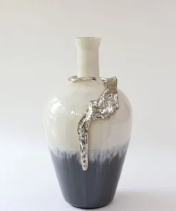Inspire Me! Home Decor Large Glass Vase W/ Silver Metal Decor (2 Sizes)