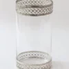 Inspire Me! Home Decor Tall Glass Vase W/ Ornate Silver Metal Rims