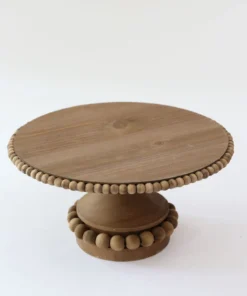 Inspire Me! Home Decor Round Beaded Wood Cake Stand (2 Sizes)