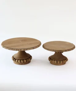 Inspire Me! Home Decor Round Beaded Wood Cake Stand (2 Sizes)
