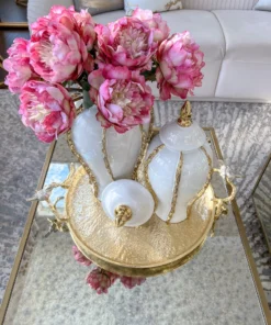 Inspire Me! Home Decor Large Round Gold Tray With Bird Detail