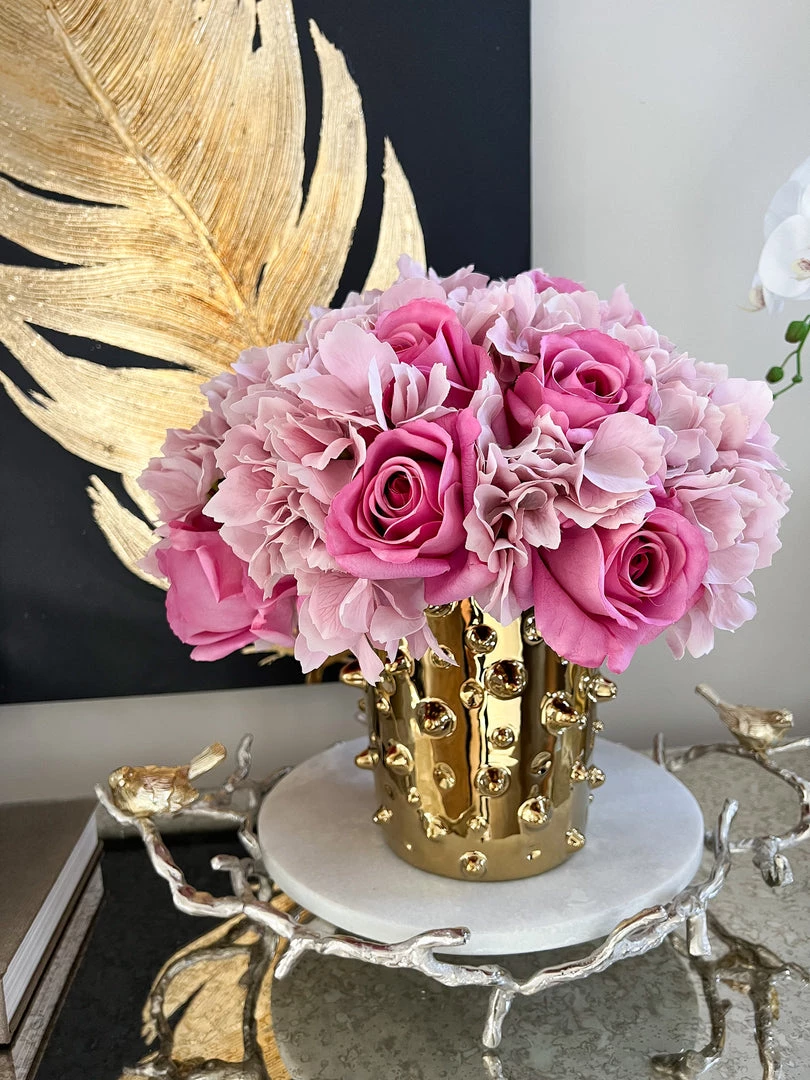 Inspire Me! Home Decor Round Marble Tray With Gold Branch & Bird Details