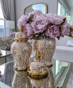 Inspire Me! Home Decor Gold Leopard Print Ginger Jar (2 Sizes)