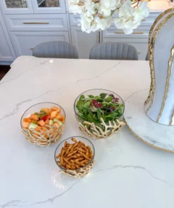 Inspire Me! Home Decor Bowls With Gold Textured Design (3 Sizes)