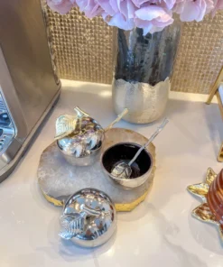 Inspire Me! Home Decor Apple Shaped Sugar Jar With Branch Handled Leaf Spoon (2 Colors)