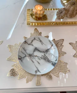 Inspire Me! Home Decor Gold Metallic Maple Leaf Place Mats (Set Of 4)