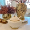 Inspire Me! Home Decor Gold And White Beaded Soup Tureen & Ladle