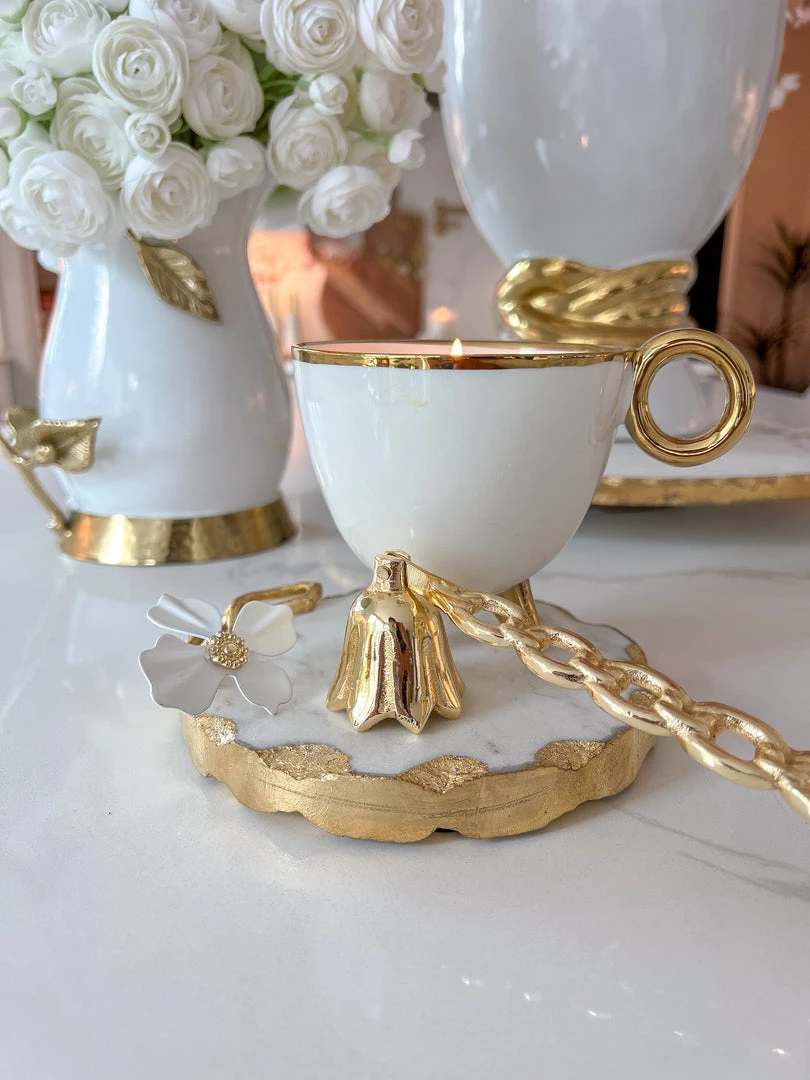 Inspire Me! Home Decor Round Trivet With White Jeweled Flower Details