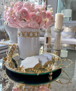 Inspire Me! Home Decor Jars White Ceramic Lidded Jar With Stunning Gold Chain Details (3 Sizes)