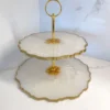 Inspire Me! Home Decor Gold Leaf And White Resin 2 Tier Cake Stand
