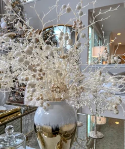 Inspire Me! Home Decor White And Gold Berry Stem