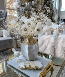 Inspire Me! Home Decor White And Gold Berry Stem