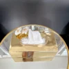 Inspire Me! Home Decor Gold Tissue Box Cover With White Jeweled Flower Details