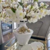 Inspire Me! Home Decor White Ceramic Vase With Stunning Gold & White Floral Detail