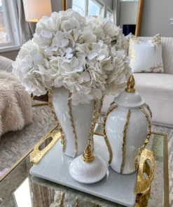 Inspire Me! Home Decor White Ginger Jar With Gold Details (3 Sizes)