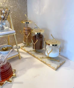 Inspire Me! Home Decor Glass Canister With Gold Metal Branch Design (3 Sizes)