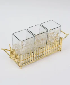 Inspire Me! Home Decor Gold & Glass Utensil Holder With Gold Linear Details