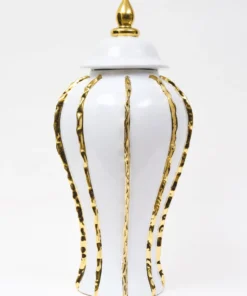 Inspire Me! Home Decor White Ginger Jar With Gold Details (3 Sizes)