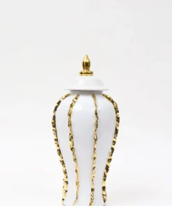 Inspire Me! Home Decor White Ginger Jar With Gold Details (3 Sizes)