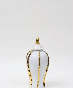 Inspire Me! Home Decor White Ginger Jar With Gold Details (3 Sizes)