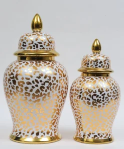 Inspire Me! Home Decor Gold Leopard Print Ginger Jar (2 Sizes)