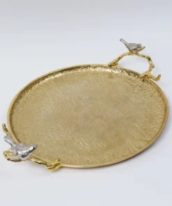 Inspire Me! Home Decor Large Round Gold Tray With Bird Detail