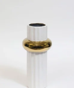 Inspire Me! Home Decor White Linear Vase With Gold Circle Detail (2 Sizes)