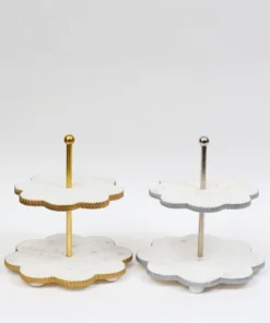 Inspire Me! Home Decor White Marble Flower Shaped Cake Stand (2 Colors)