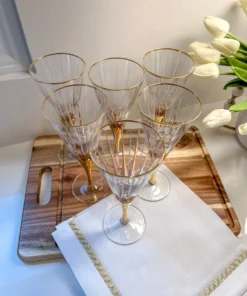 Inspire Me! Home Decor Set Of 6 Gold Stemmed Wine Glasses