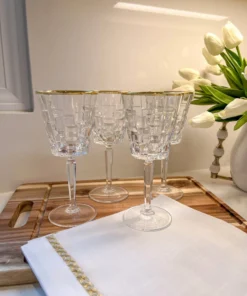 Inspire Me! Home Decor Set Of 4 Goblets With Gold Rim