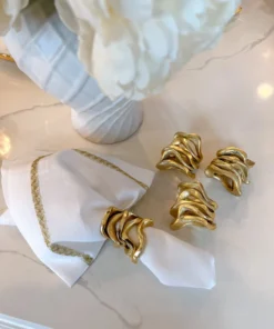 Inspire Me! Home Decor Wavy Stacked Napkin Ring (2 Colors) Gold