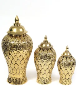 Inspire Me! Home Decor Gold Petal Textured Ginger Jars (3 Sizes)