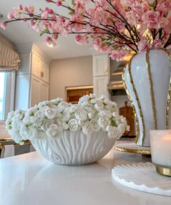 Inspire Me! Home Decor White Ceramic Round Bowl With Detailed Design (2 Sizes)