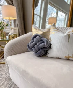 Inspire Me! Home Decor Pillows Gray Velvet Knot Pillow