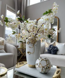 Inspire Me! Home Decor White & Gold Flower Vase