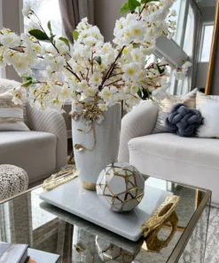 Inspire Me! Home Decor Ceramic White And Gold Orb