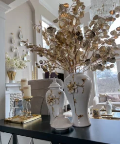 Inspire Me! Home Decor White And Gold Flower Ginger Jar (3 Sizes)