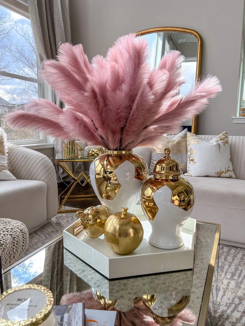 Inspire Me! Home Decor Gold Geometric White And Gold Ginger Jar (3 Sizes)