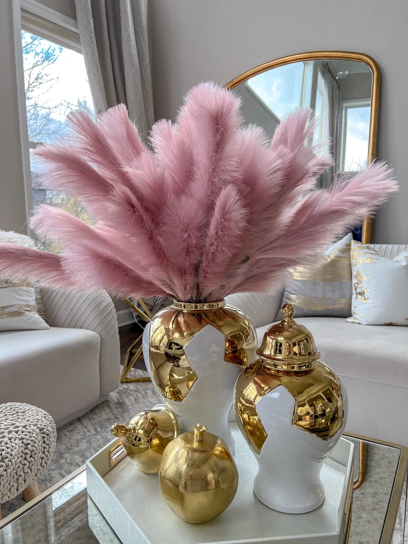 Inspire Me! Home Decor Gold Geometric White And Gold Ginger Jar (3 Sizes)