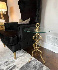Inspire Me! Home Decor Gold Metal Side Table With Glass Top