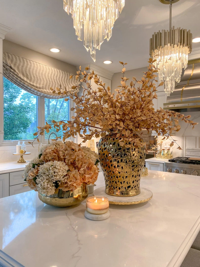 Inspire Me! Home Decor Gold Leaf Pattern Ginger Jar (2 Sizes)