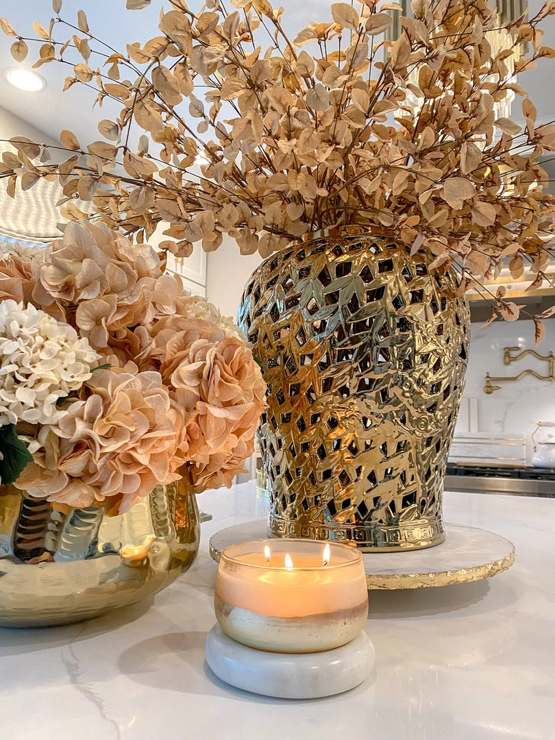 Inspire Me! Home Decor Gold Leaf Pattern Ginger Jar (2 Sizes)