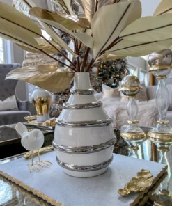 Inspire Me! Home Decor White Porcelain Vase With Stripe Design (2 Colors)