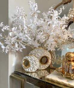 Inspire Me! Home Decor White Porcelain Geometrical Design Vase With Cut Out (2 Sizes)